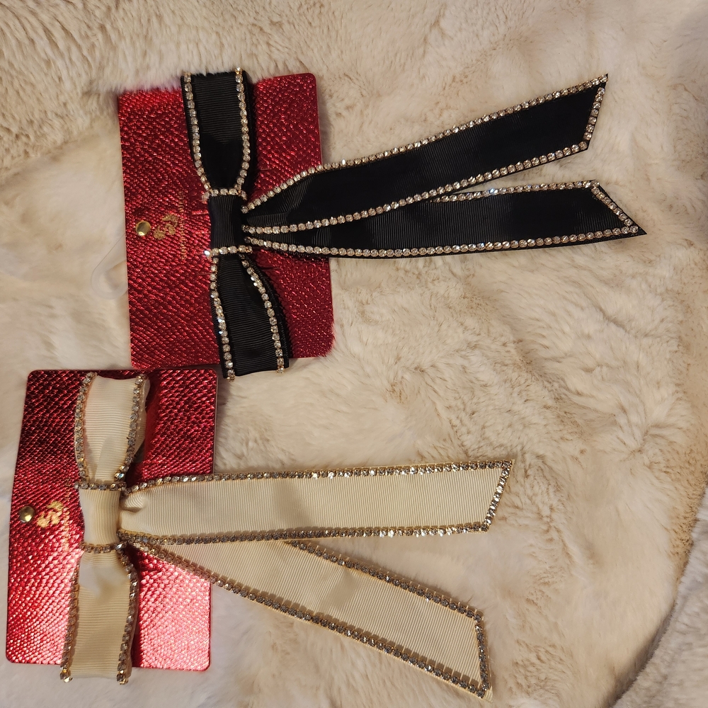 Elegant Black and Cream Bow Hair Clips By "Sincerely Jules"